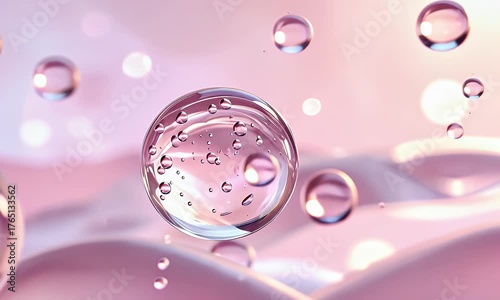 Macro View Of Transparent Bubbles With Pink Hues And Soft Focus Background