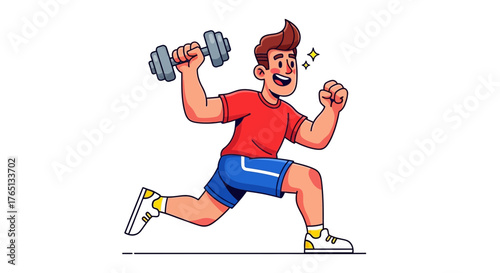 Man Exercising with Dumbbells