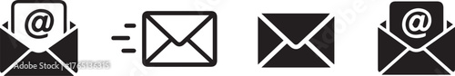 monochrome email icon pack envelope send receive incoming outgoing closed message minimal ui ux vector ai eps png jpeg