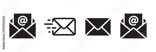 email and message icon set envelope incoming outgoing send received closed minimalist vector graphics ai eps png jpeg