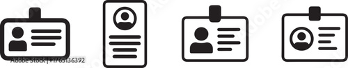 minimal id and profile card icons set staff badge resume document glyphs perfect for ui and branding
