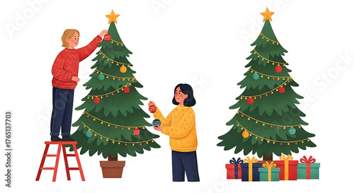 Festive Christmas Decorating Friends and Holiday Gifts