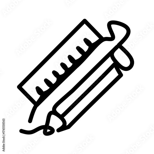 ruler and pen continues line icon