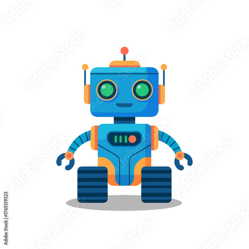 Cute Cartoon Robot Character Vector Illustration for Kids and Technology