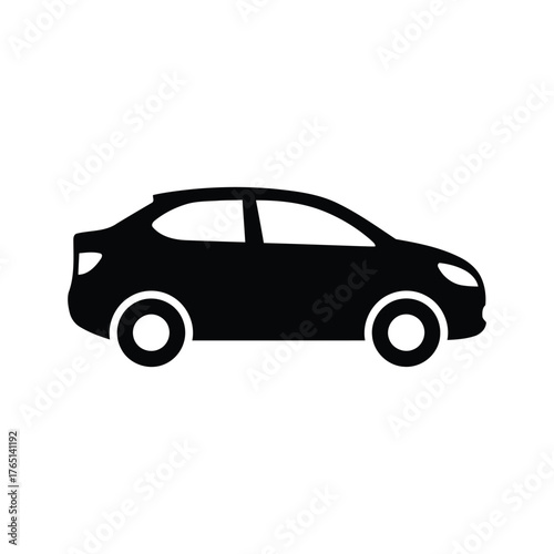 Minimal Black Car Silhouette Icon — Simple Vehicle Vector for Design and Automotive Graphics