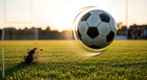 Soccer ball on green grass field
