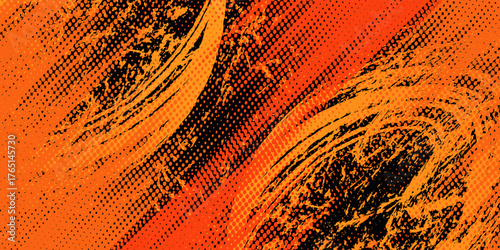 Dots halftone yellow and dark blue color pattern gradient grunge texture background.