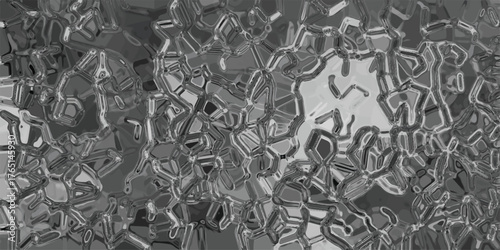 Abstract monochrome background with a mosaic of irregular geometric shapes and metallic sheen, suggesting a crystalline or fractured surface