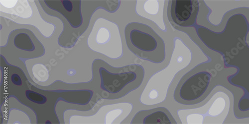 Abstract grayscale topographic contour map pattern with smooth organic shapes and subtle color variations creating a visually engaging and modern background texture for design projects