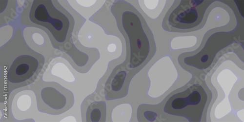 Abstract grayscale topographic contour map pattern with smooth organic shapes and subtle color variations creating a visually engaging and modern background texture for design projects
