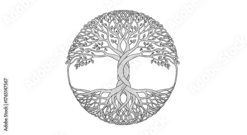 Vector art of tree of life with birds, vector illustration