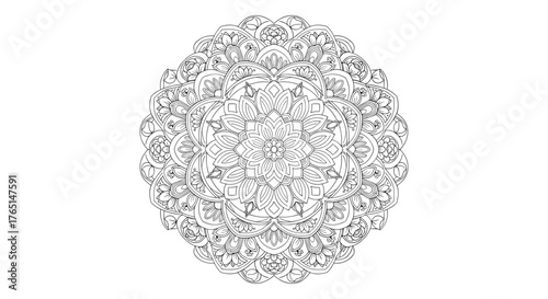 Vector art of intricate mandala design, perfect for coloring projects