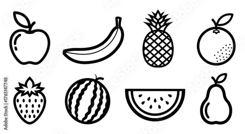 Vector art of collection of various fruit for healthy eating concept