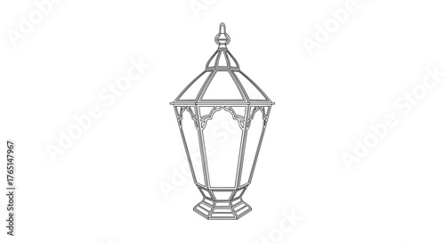 Illustration of a vintage lantern with intricate details