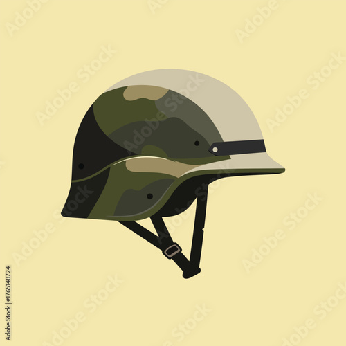 Military Combat Helmet Camouflage Vector Illustration