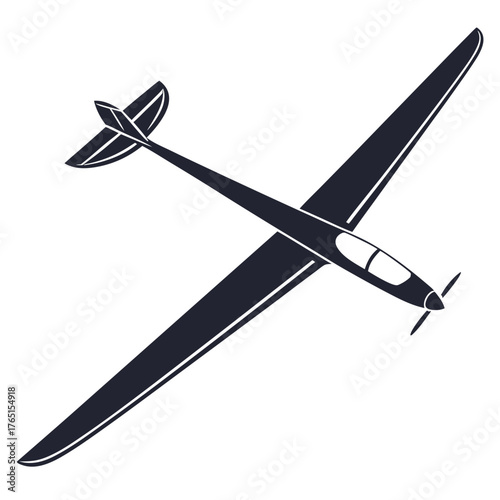 Dark blue glider soars through the sky