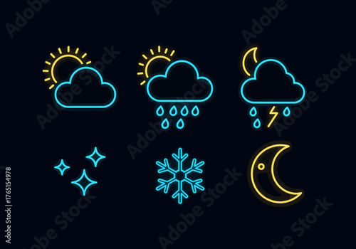Neon Weather Icons A Modern and Vibrant Design for Forecasting