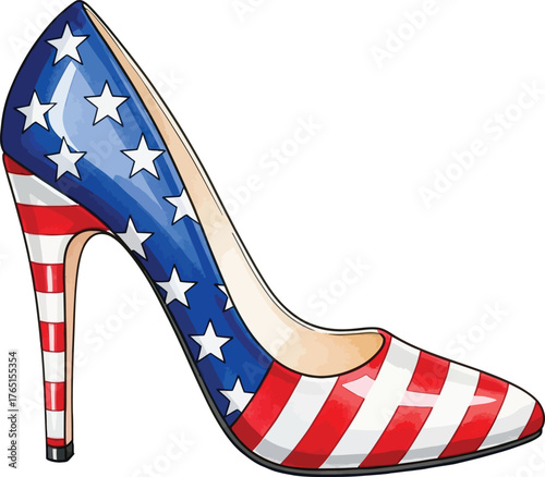 Elegant USA Themed Women's Shoe Digital Graphic