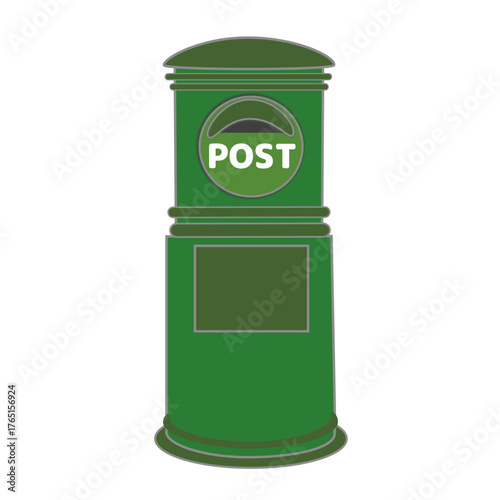 緑の郵便ポストのイラスト