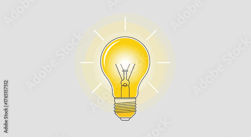 A symbol of innovation: Vector illustration of a glowing light bulb concept