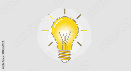 A brightly lit light bulb symbolises creativity, ideas, and innovation concept