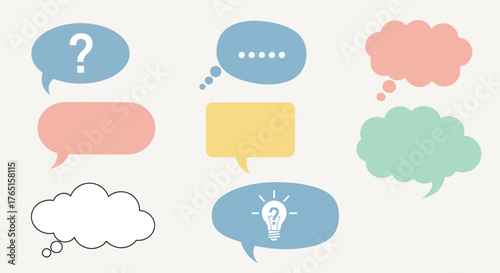 Colorful Vector Illustration of Various Speech Bubbles with Different Shapes