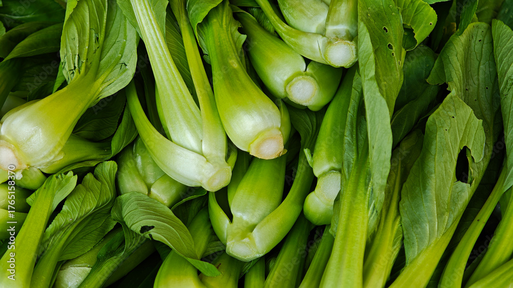 Fototapeta premium Fresh green vegetables in the market