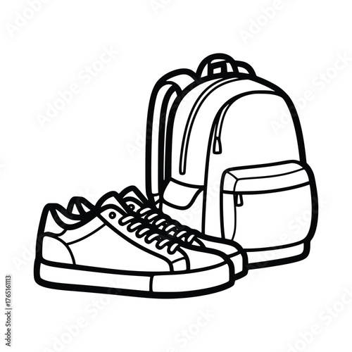 Backpack and Sneakers Essential Gear for School and Adventure.
