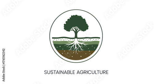 Sustainable Agriculture Tree Roots Soil Layers Ecosystem Growth.