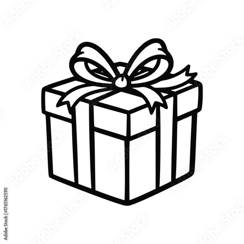 Stylized Gift Box Illustration with Ribbon and Bow.