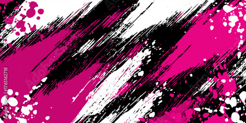 Black pink white brush pattern car sticker banner sporty abstract lines black pink color combination grunge brush pattern modern motorsport racing design