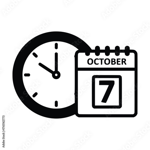 Clock and Calendar Icon October 7th Appointment Reminder.