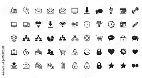 Set of simple black and white icons