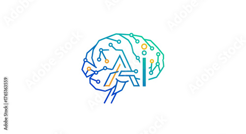 AI Brain Circuit - Artificial Intelligence Concept with Neural Network.