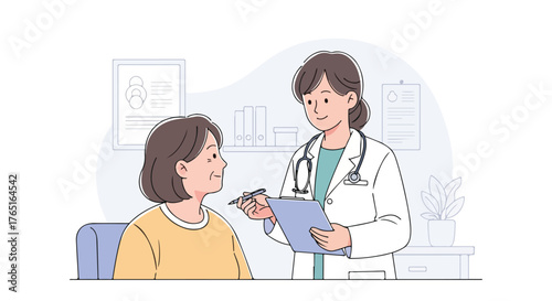 Doctor consulting with a patient in a clinic setting.