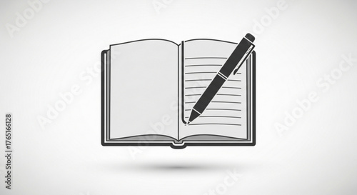 Open book with pen, symbolizing writing, education, and creativity, perfect for illustrating blogs and articles