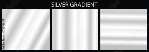 Set of Silver gradient, set of metallic glossy gradient. Steel gradients collection. White Silver Gradient | Silver Luxury Gradient Metallic and silver gradient. Vector illustration.