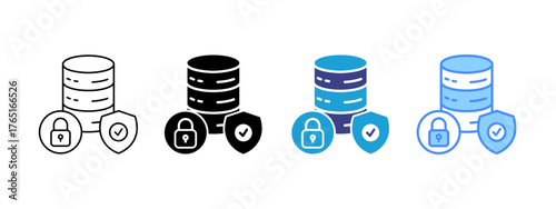 Data Security icon set multiple style collection