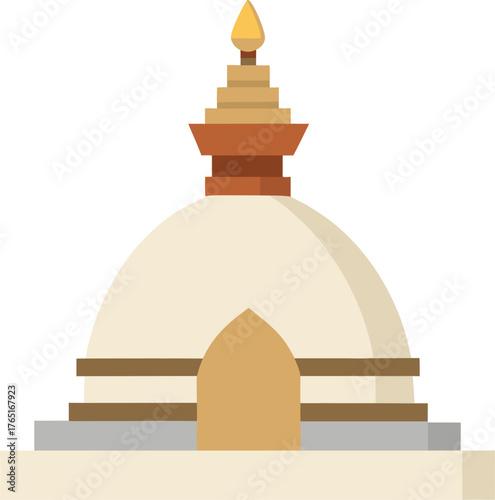 Minimalist Buddhist stupa or pagoda illustration with a distinctive dome and spire, featuring traditional Asian architecture