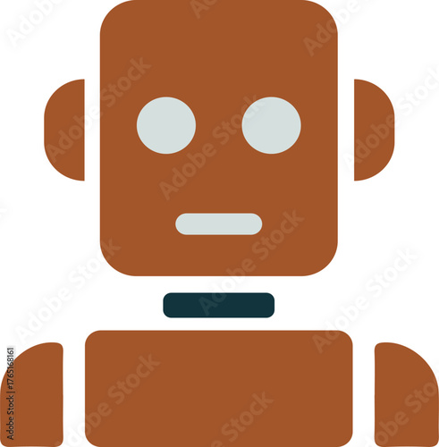 Cute cartoon robot avatar brown color design ai technology digital futuristic character design