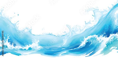 Blue water splash vector illustration isolated on white