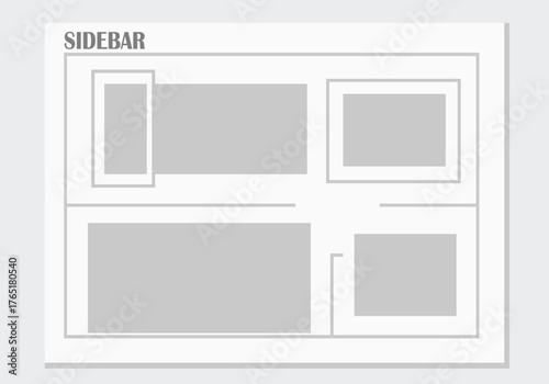 A simple layout with rectangular placeholders for content and a sidebar