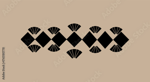 Art deco inspired geometric pattern with diamonds and fan shapes