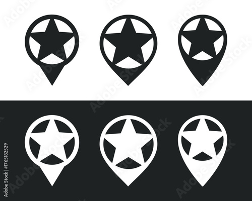 Map pin pointer with favorite star icon. Illustration vector 