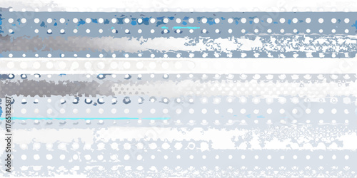 Abstract horizontal stripes with white dots and textured dark blue and gray bands