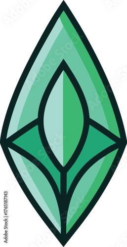 -a-glowing-emerald-leaf-design-pattern-on-white-ba.eps