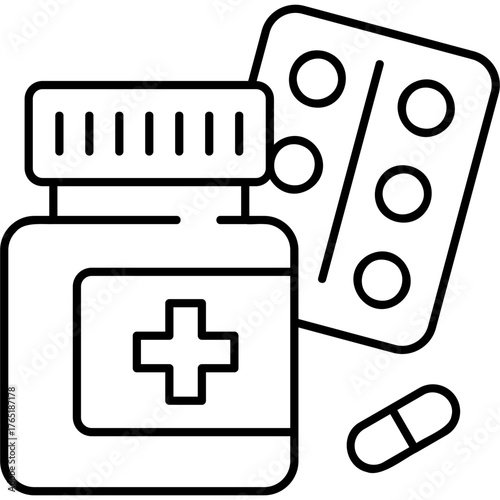 Line Art Medication Icon