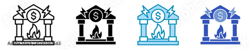 Insolvency  Icon Set Multiple Style Collection