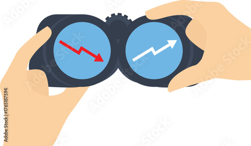 Businessman uses binoculars to forecast the global economic

