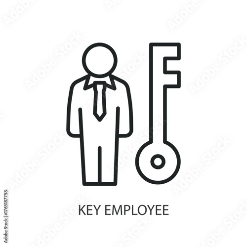Key employee thin line vector icons.